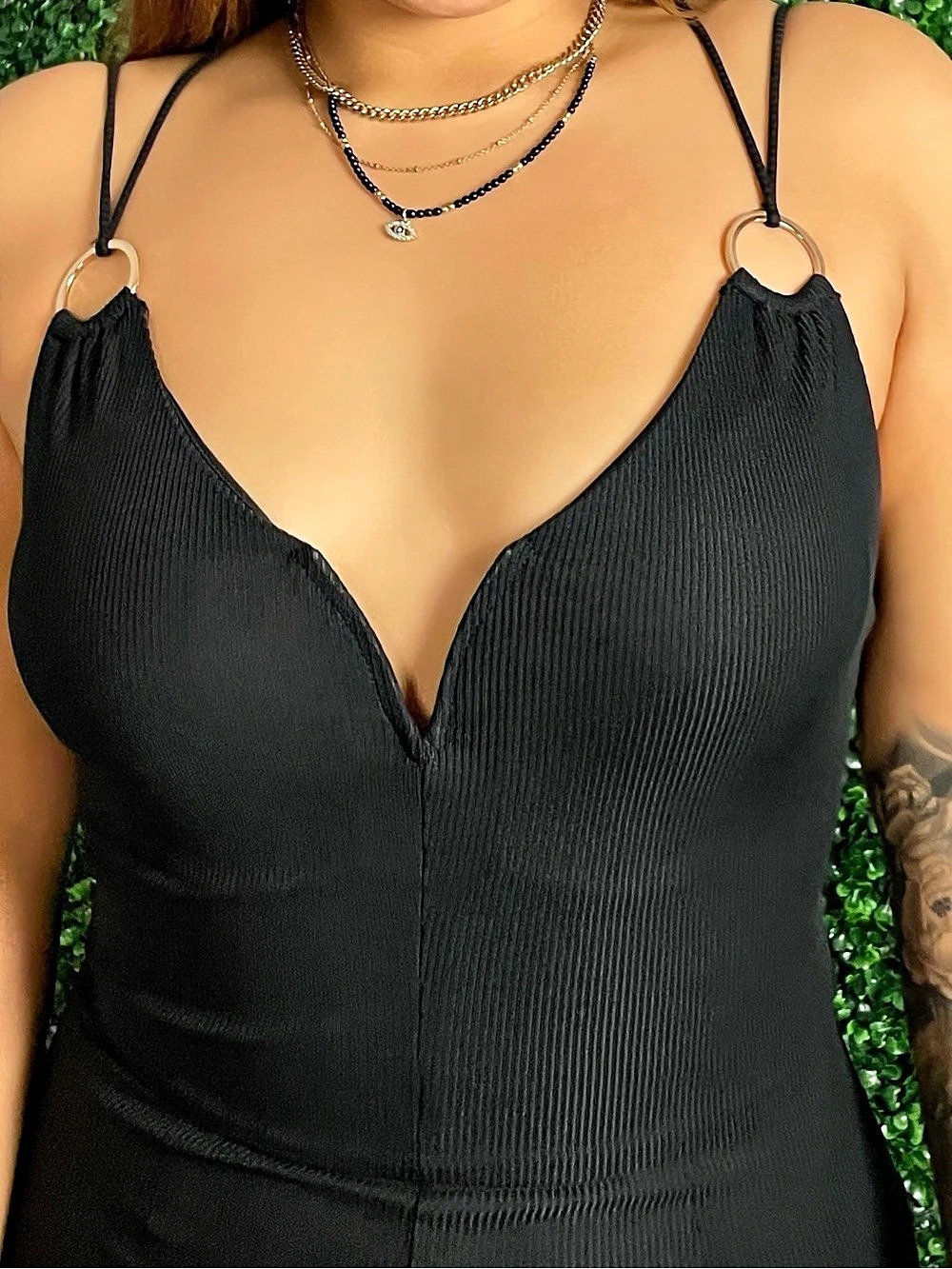 Black Ribbed Jumpsuit - Picture 3 of 4